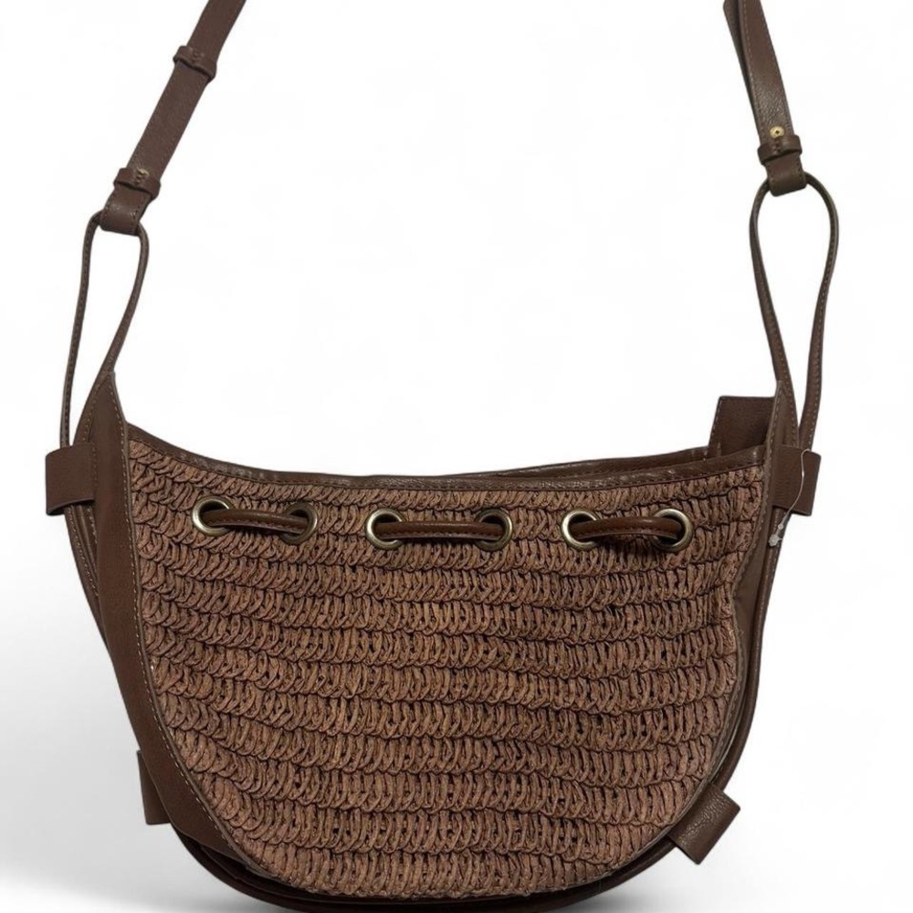 Free People Brown Woven Brown Crossbody Bag NWOT - Picture 7 of 9